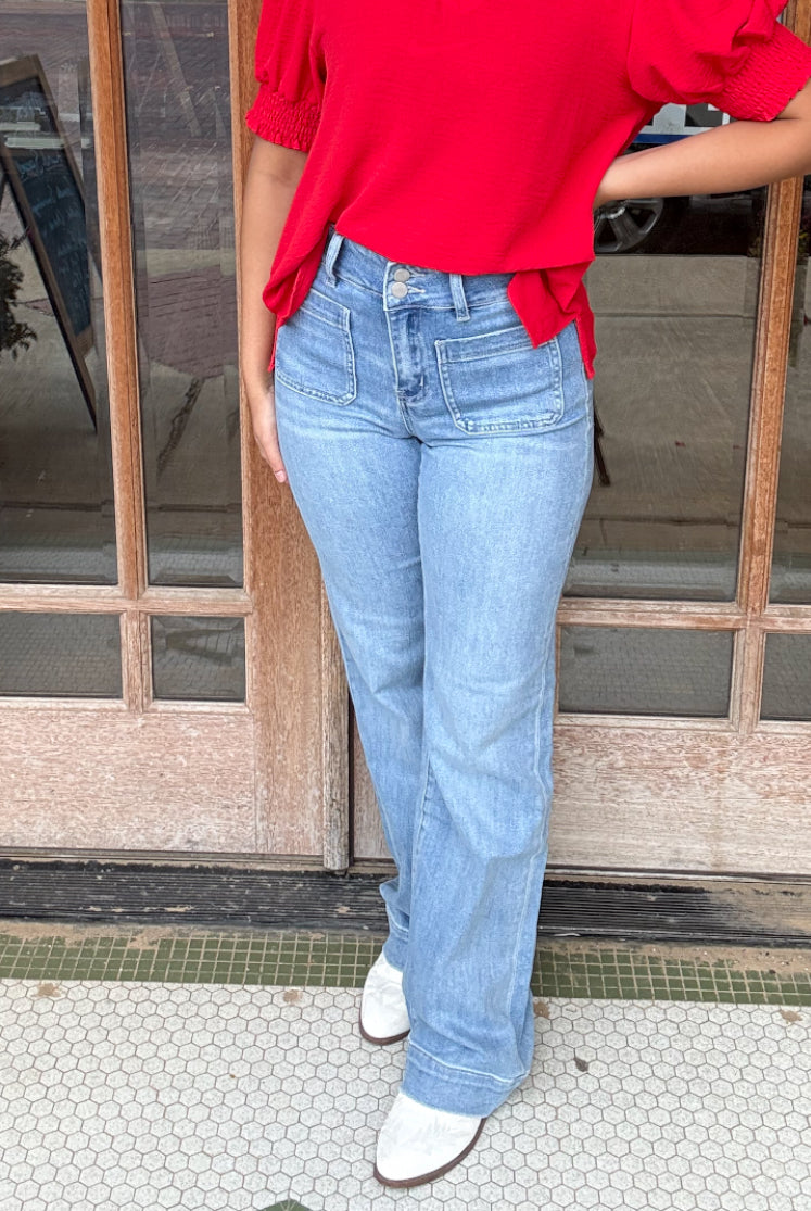 Bottoms | Flying Monkey Jeans 90's Vintage Front Patch Pocket Flare