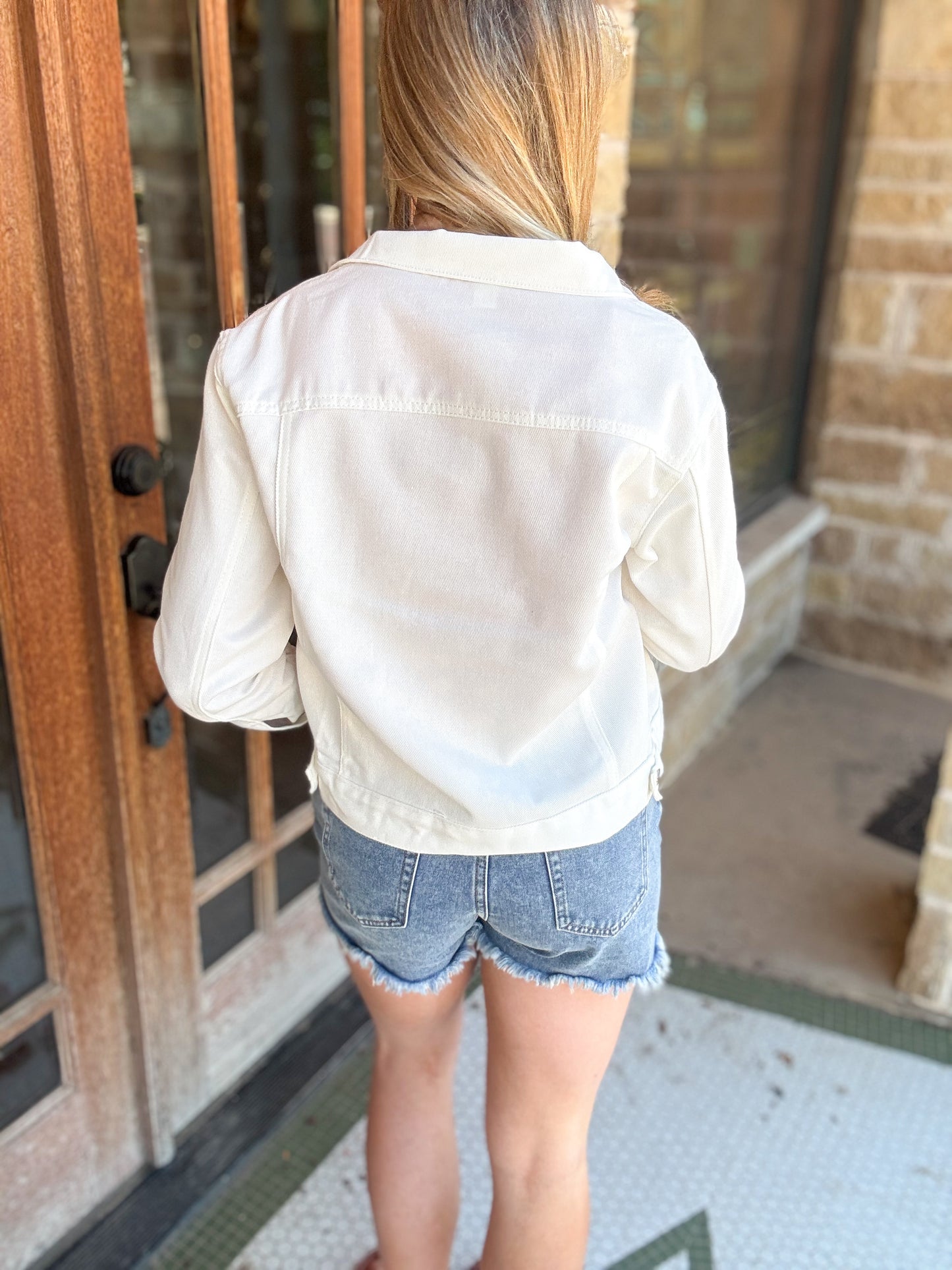 Jacket | White Denim Over-sized Lightweight Vintage
