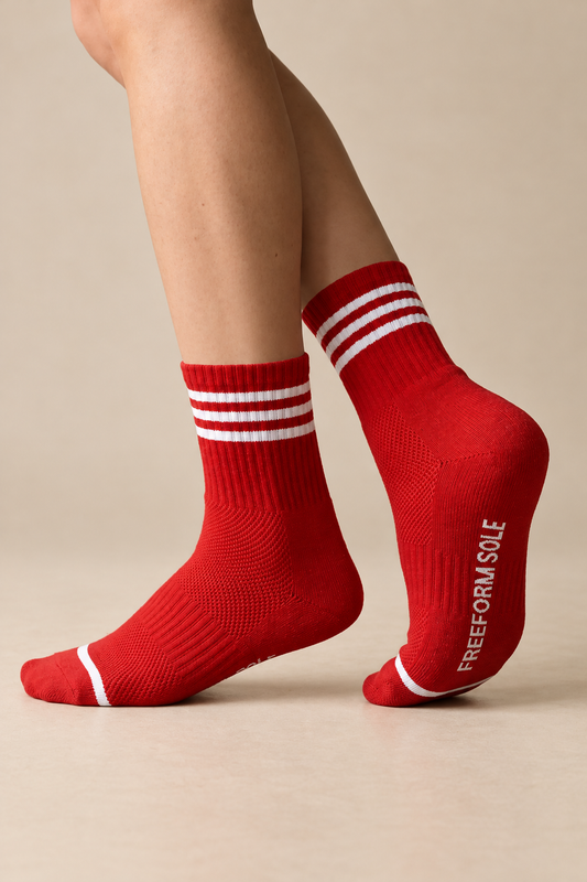 Socks - Red Triple Ring Crew