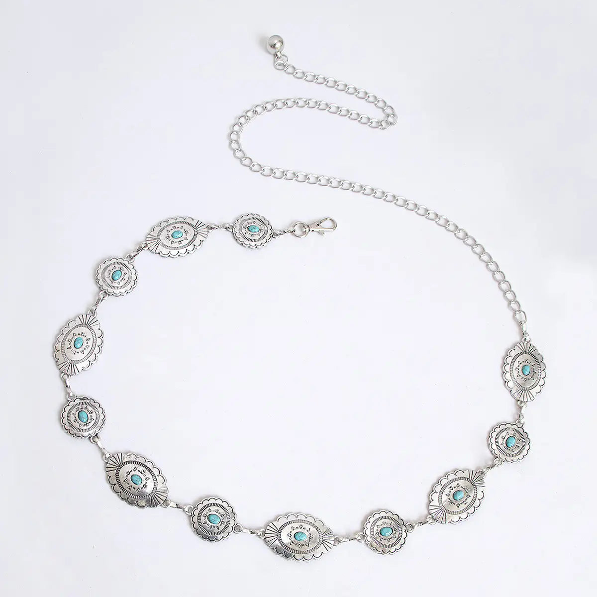 Accessories | Belt Silver With Bohemian Turquoise/Oval Shape on Metal Chain