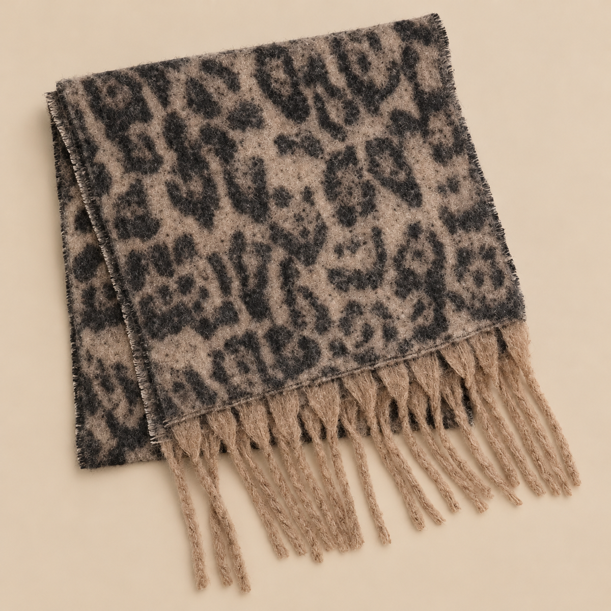 Scarf - Leopard Brushed Fringe