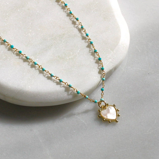 Jewelry | Necklace Turquoise Rosary and Heart Pendant 16 inch