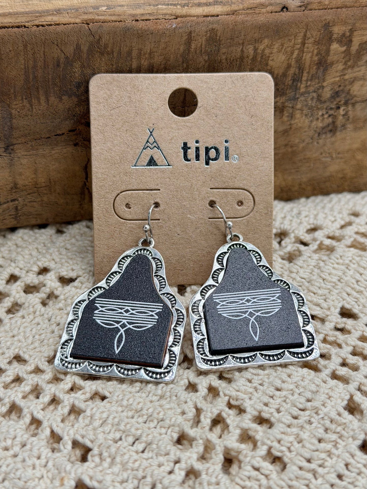 Jewelry | Earrings Boot Stitch Cattle Tag Dangle