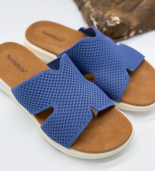 Sandal - Blue Textured Slide