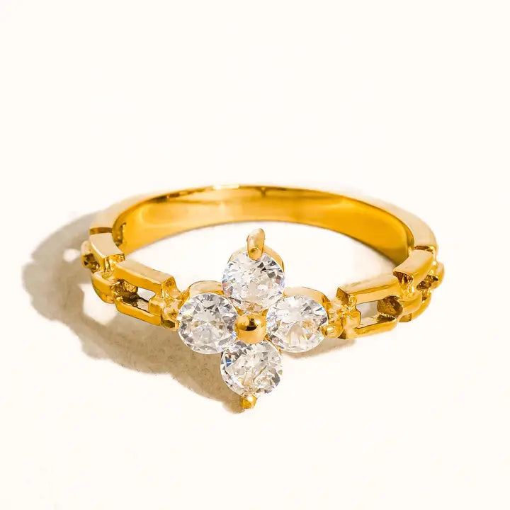 Jewelry | Ring Gold Diamond Flower Chain