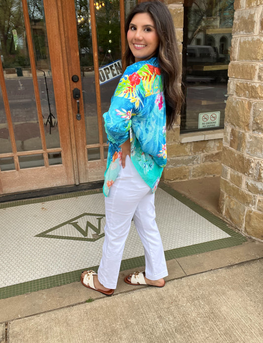 Thin Her White Pull On No Waist Ankle Pant