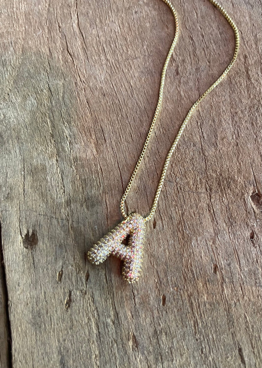 Jewelry | Necklace Pave Bubble Initial Pendant