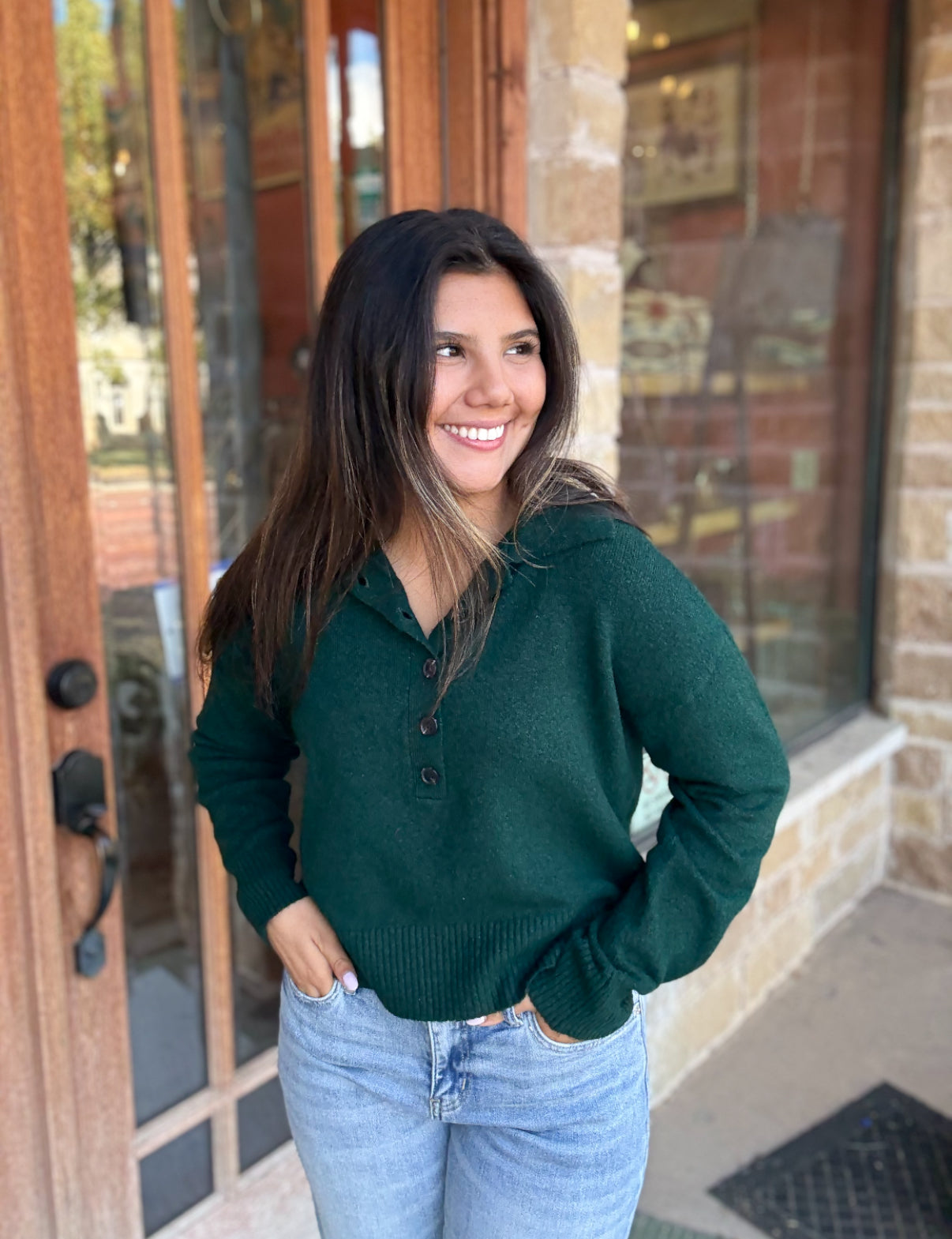 Tops | Kut From The Cloth Lilia Button Front Forrest Green