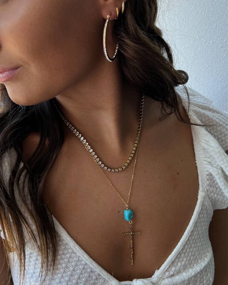 Jewelry | Necklace Dusti Turquoise Stone Cross