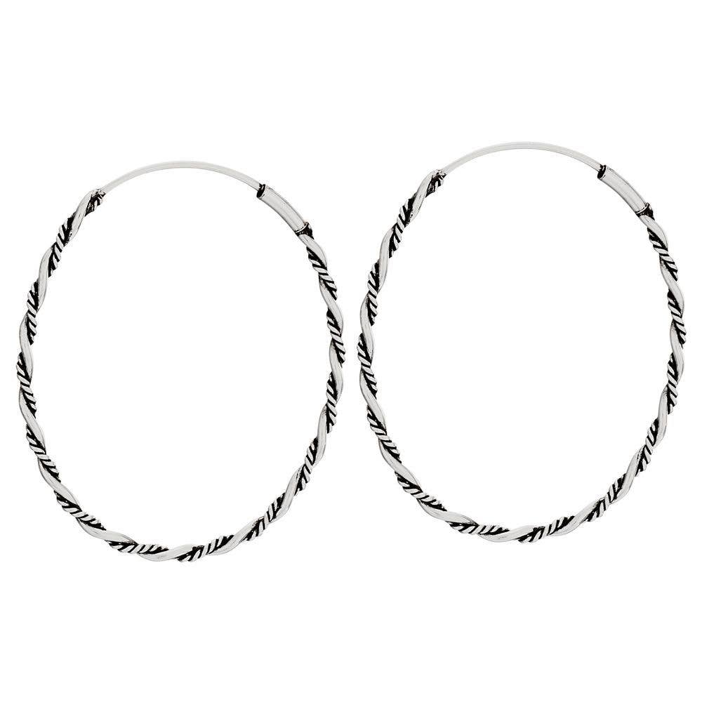 Albuquerque Sterling Silver Hoop Earrings: Sterling Silver / Bohemian