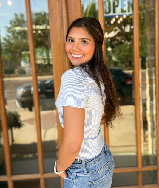 Blouse - Seersucker Twist Front