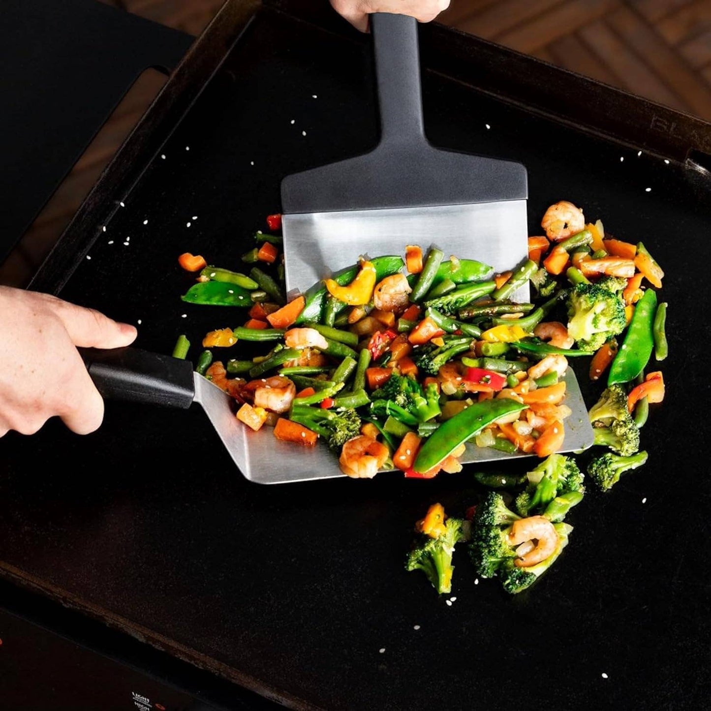 Home and Garden | Outset Stainless Steel Griddle Scraper with Handle,9” x 6.4"