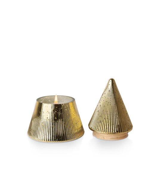 Candle - Holiday Champagne Plaid Tree Glass