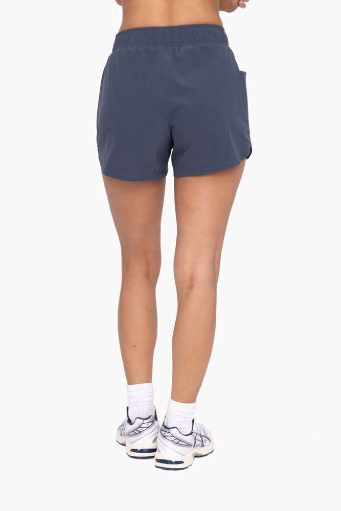 Athleisure | Mono B Midnight Navy Athleisure Shorts with Curved Hemline