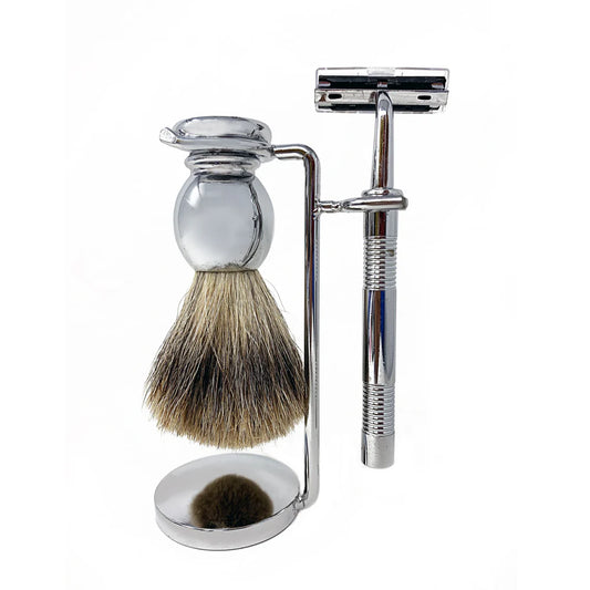 Men’s Accessories | Chrome Shaving Kit With Stand