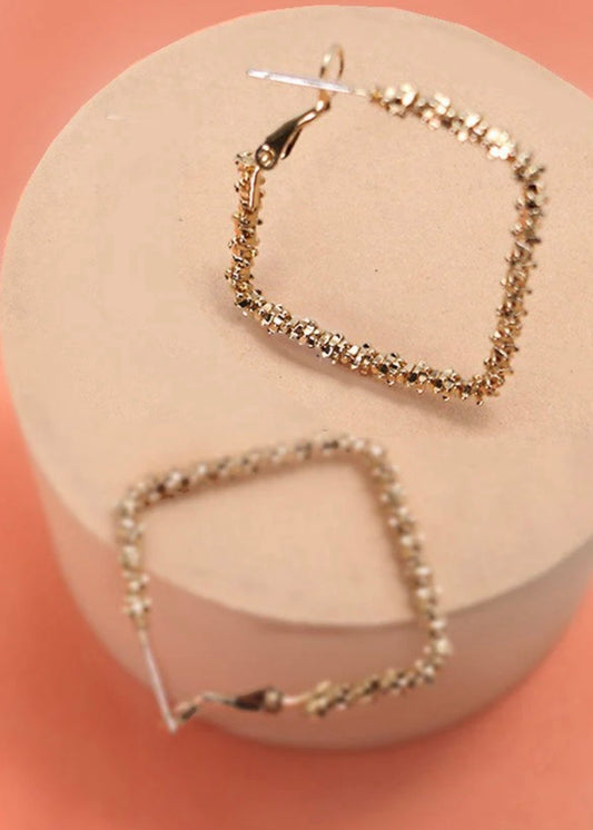 Jewelry | Earrings Diamond Dust Cut Square Hoop