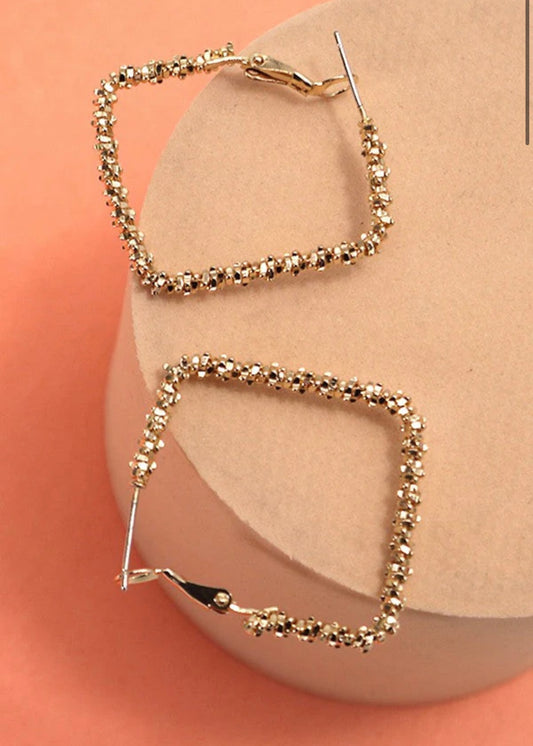 Jewelry | Earrings Diamond Dust Cut Square Hoop