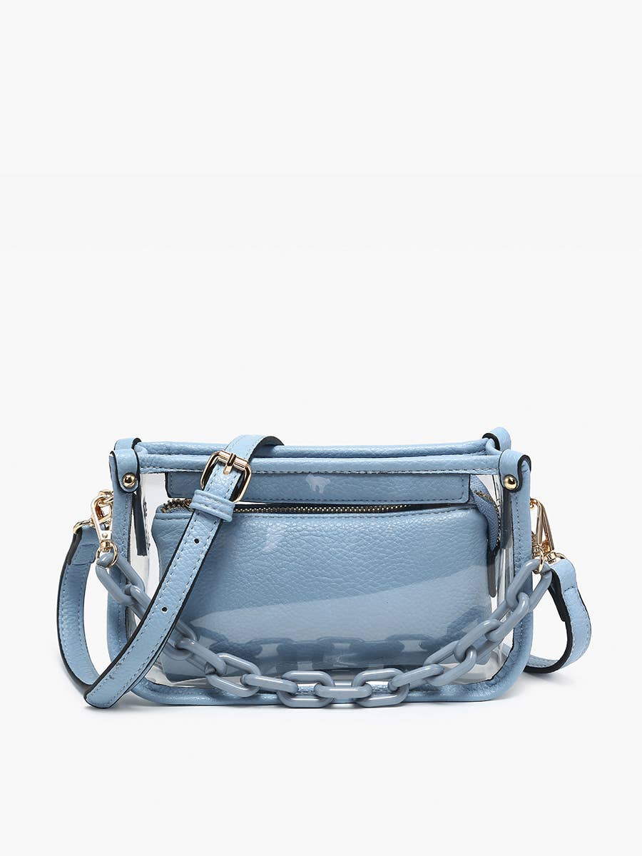 Taupe Jessica Clear Crossbody w/ Chain