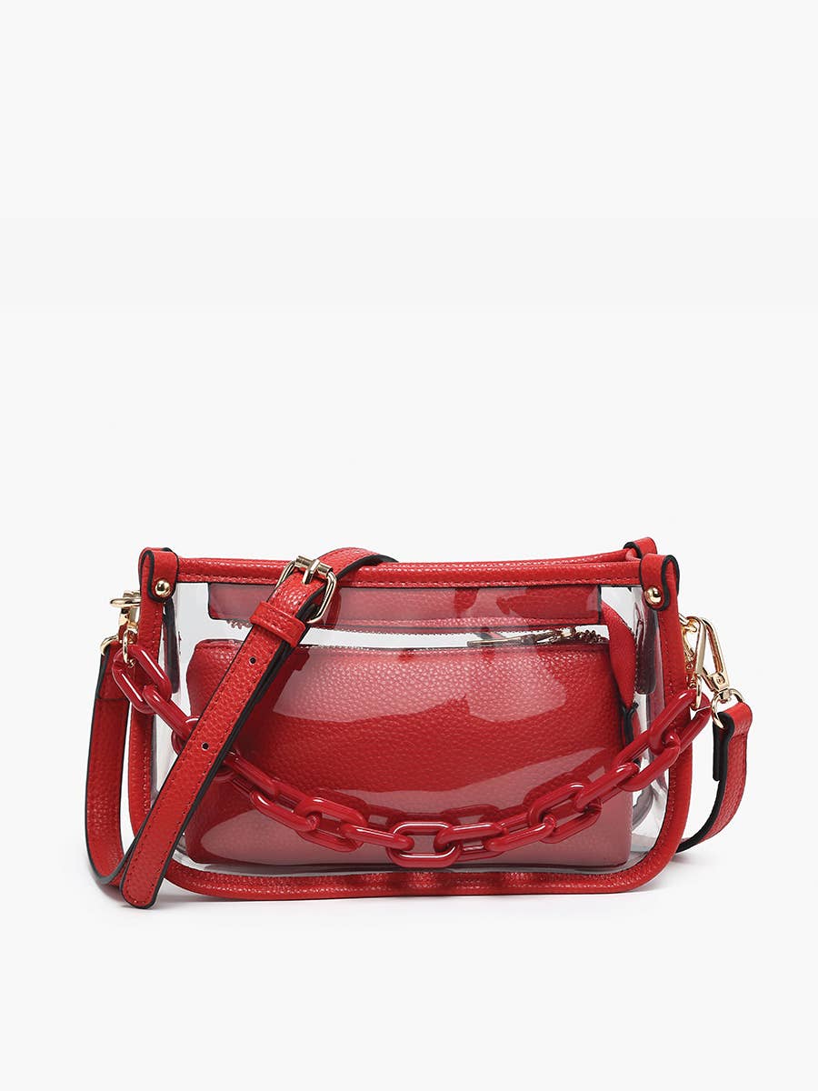 Taupe Jessica Clear Crossbody w/ Chain