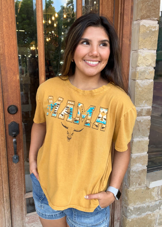 Tops | Tee Mama Mineral Mustard Graphic