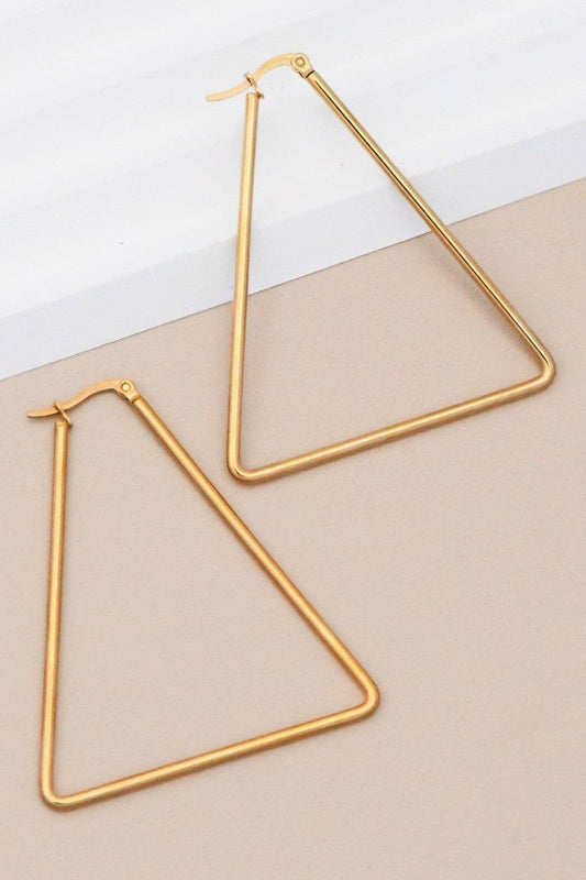 Earrings - 18K Triangle Gold Plated Hoop