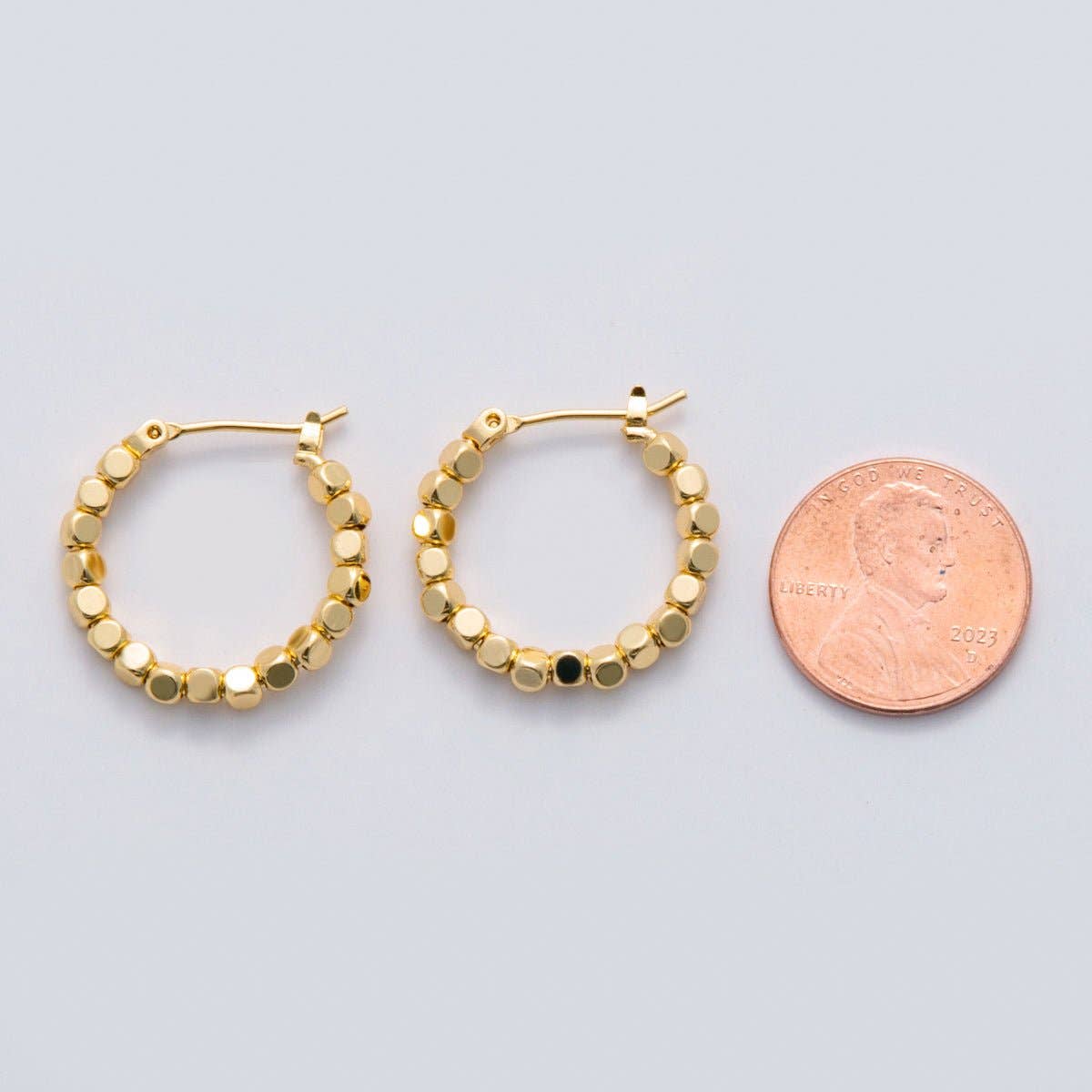 Jewelry | Earrings 24K Gold Filled 22.5mm Cube Bead Latch Hoop