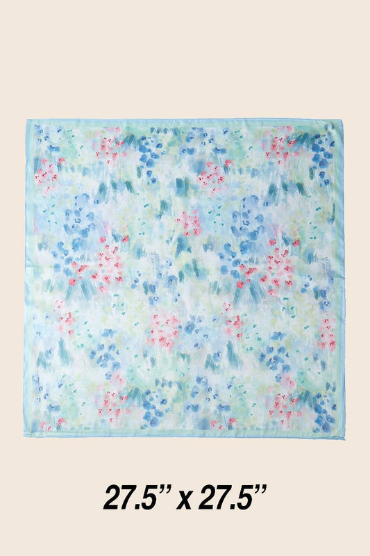 Accessories | Scarf Bandana Light Blue Floral Print Square