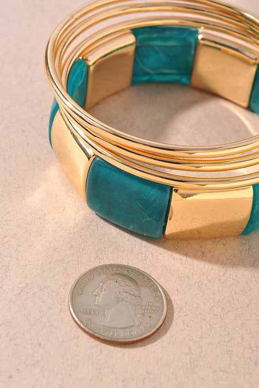 Bracelet Set - Marble Teal Bangle