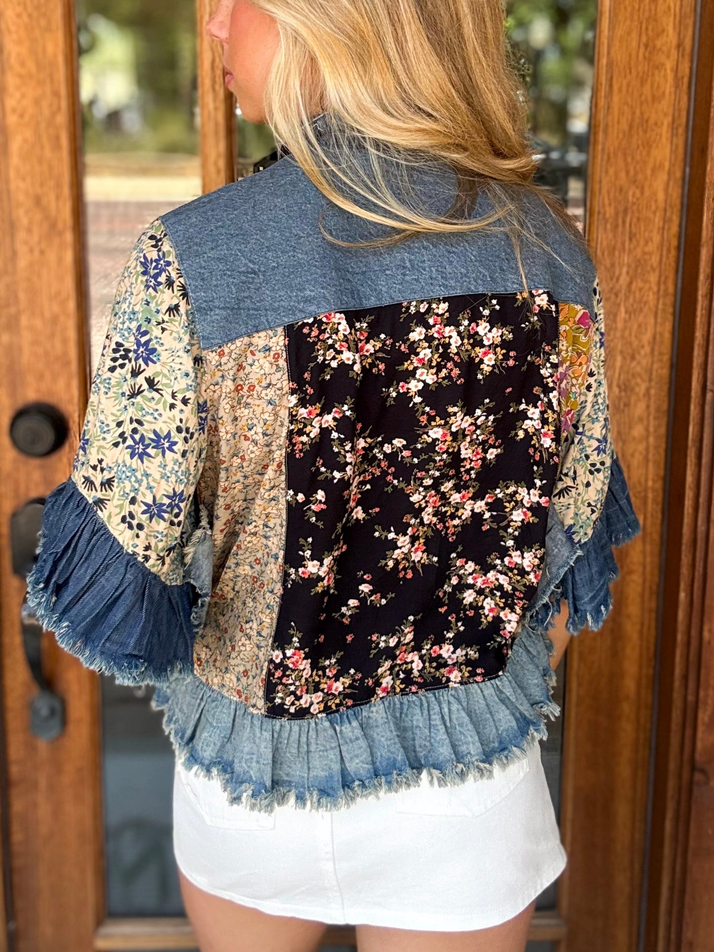 Top - Distressed Denim Crop