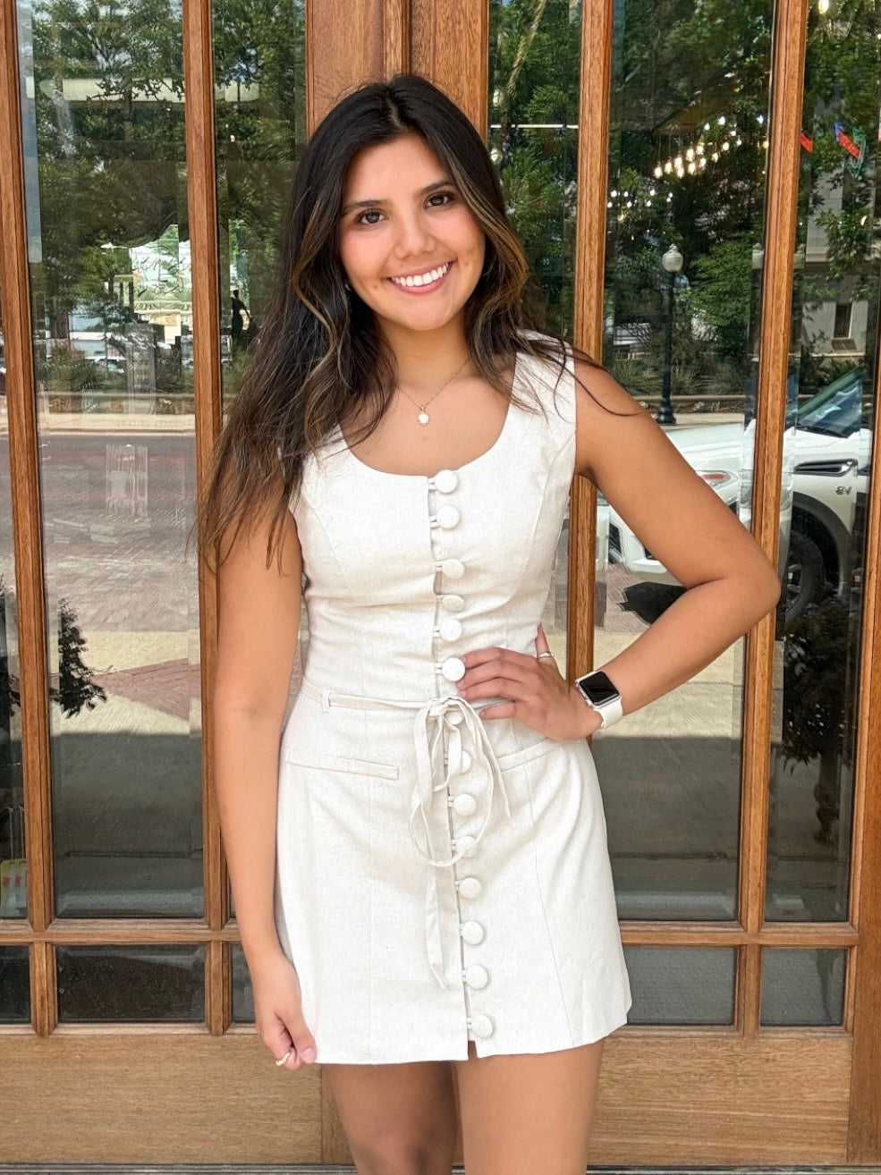 Dress - Linen Luxe Button Front Mini
