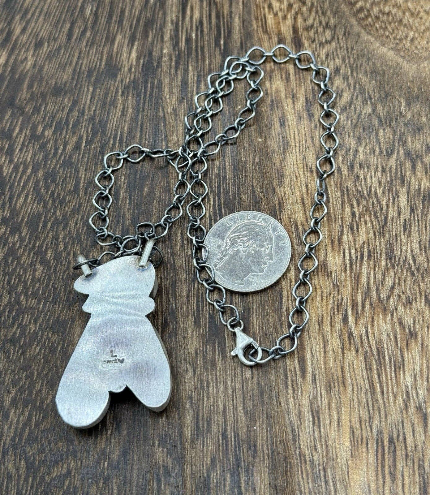 Navajo Handmade Sterling Silver Mixed Turquoise Cluster Bar Necklace 18”