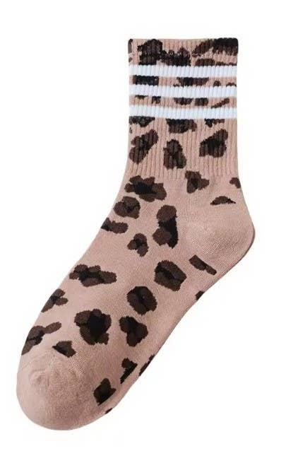 Animal Leopard Half Crew Socks