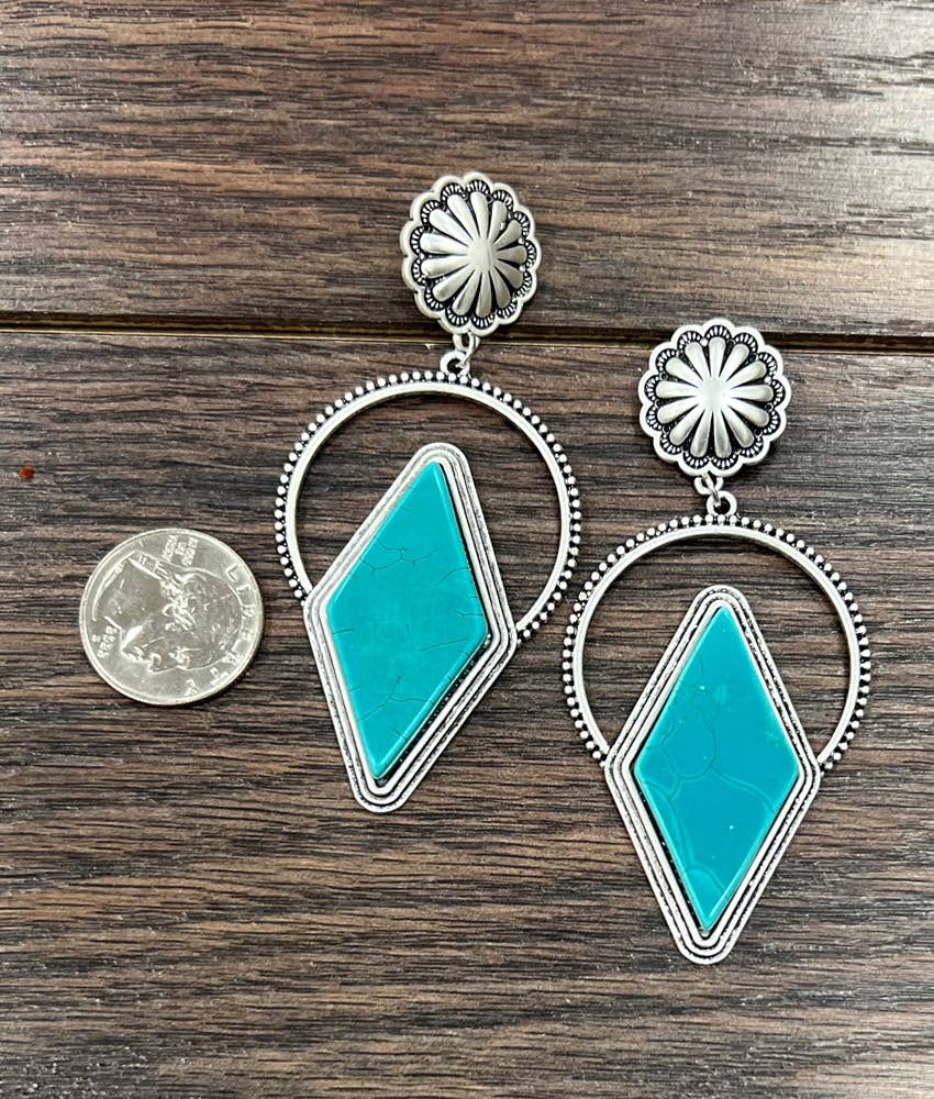 Earrings - Turquoise Diamond Dangles