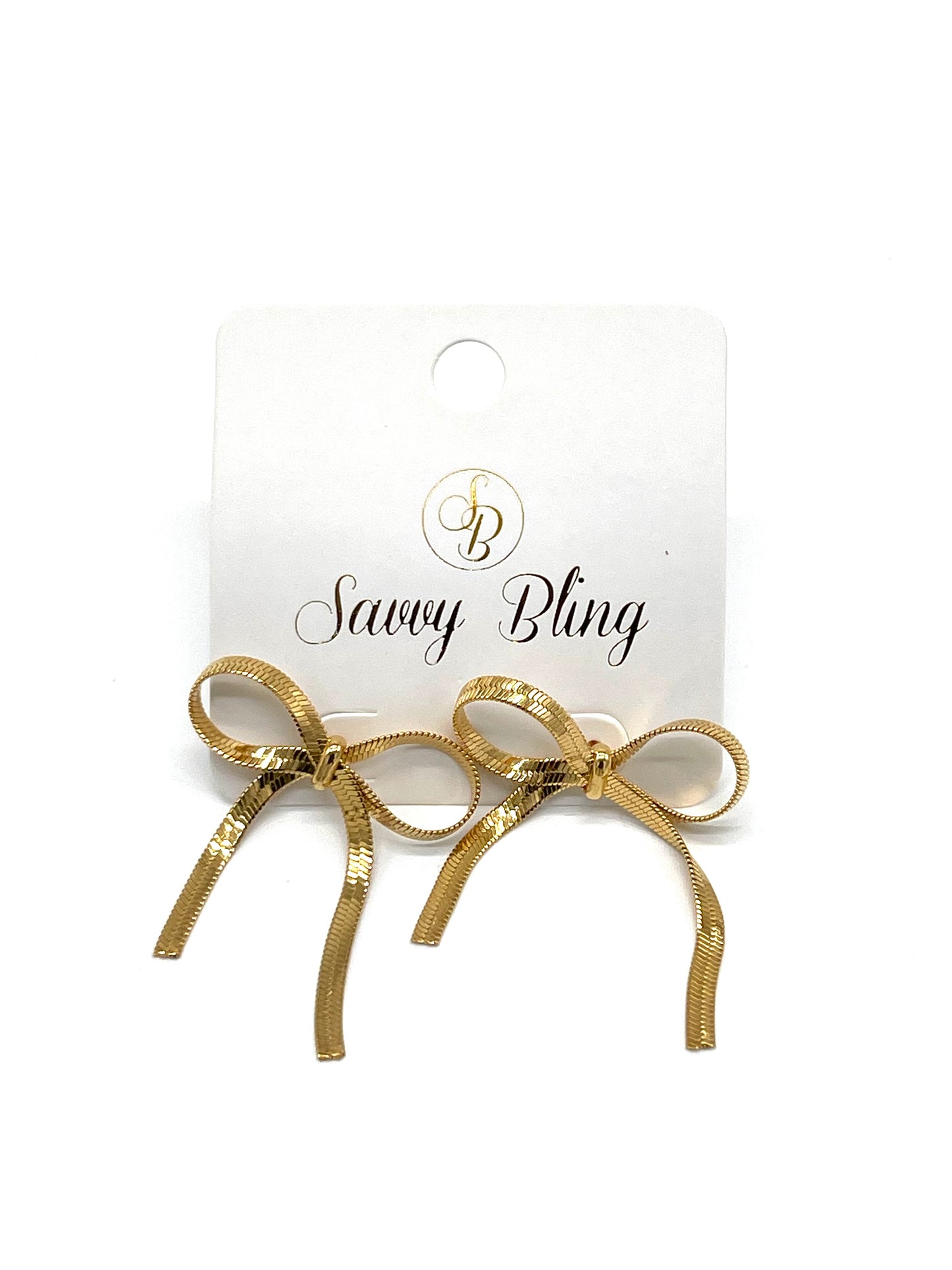 Jewelry | Earrings Gold Bow Herringbone
