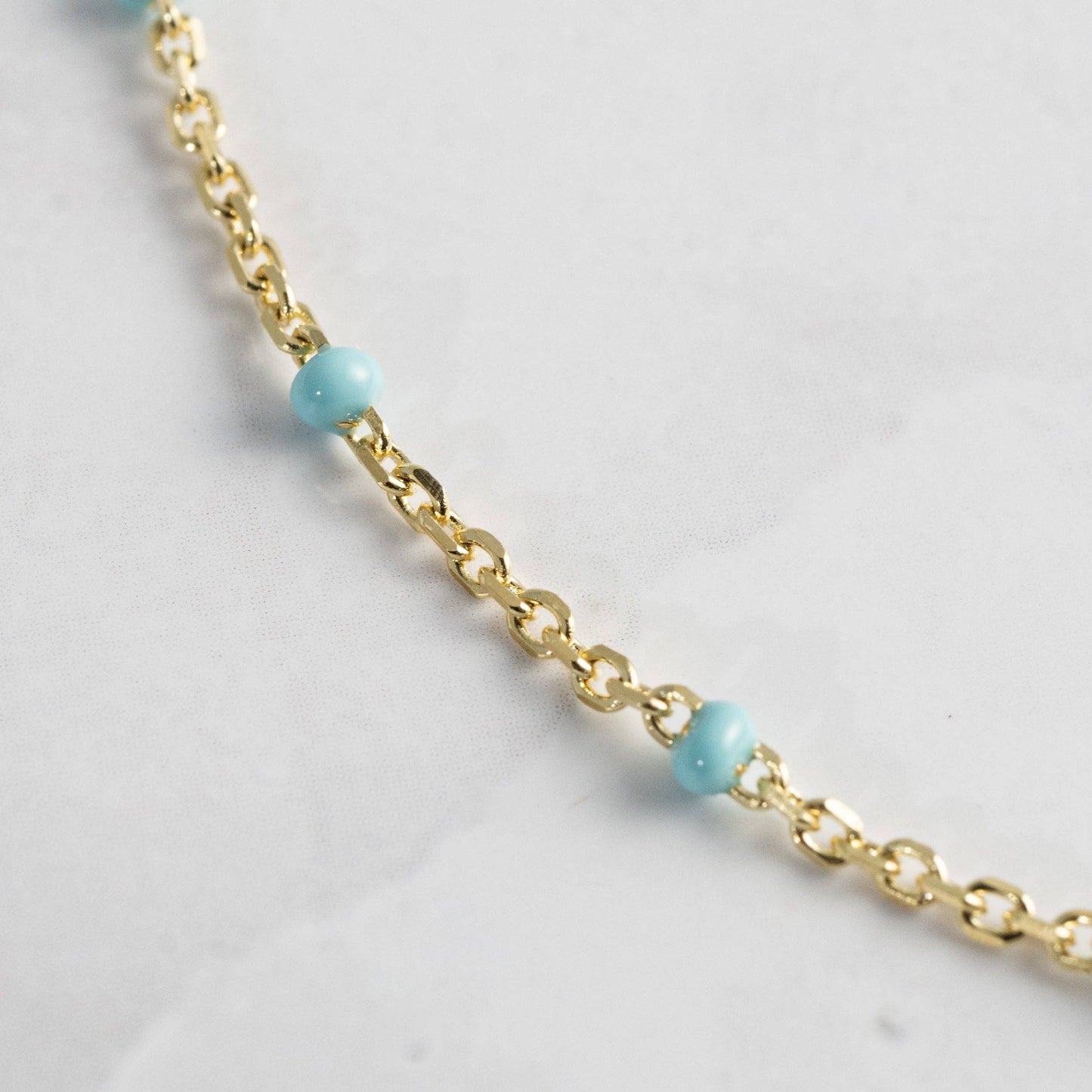 Bracelet | Turquoise Beaded Bracelet: 6.75" + .5" Ext / Gold