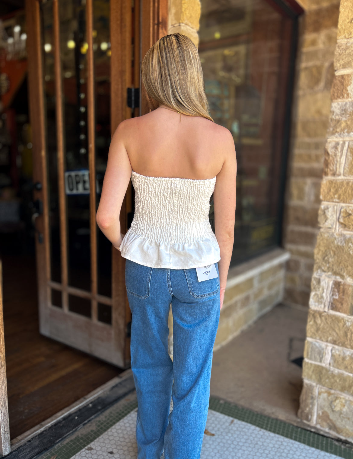 White Tube Top W Rhinestones