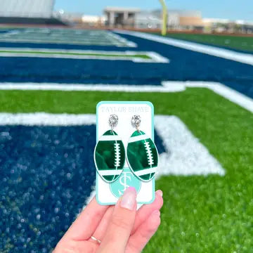 Jewelry | Earrings Mirror Acrylic Green/White Footballs