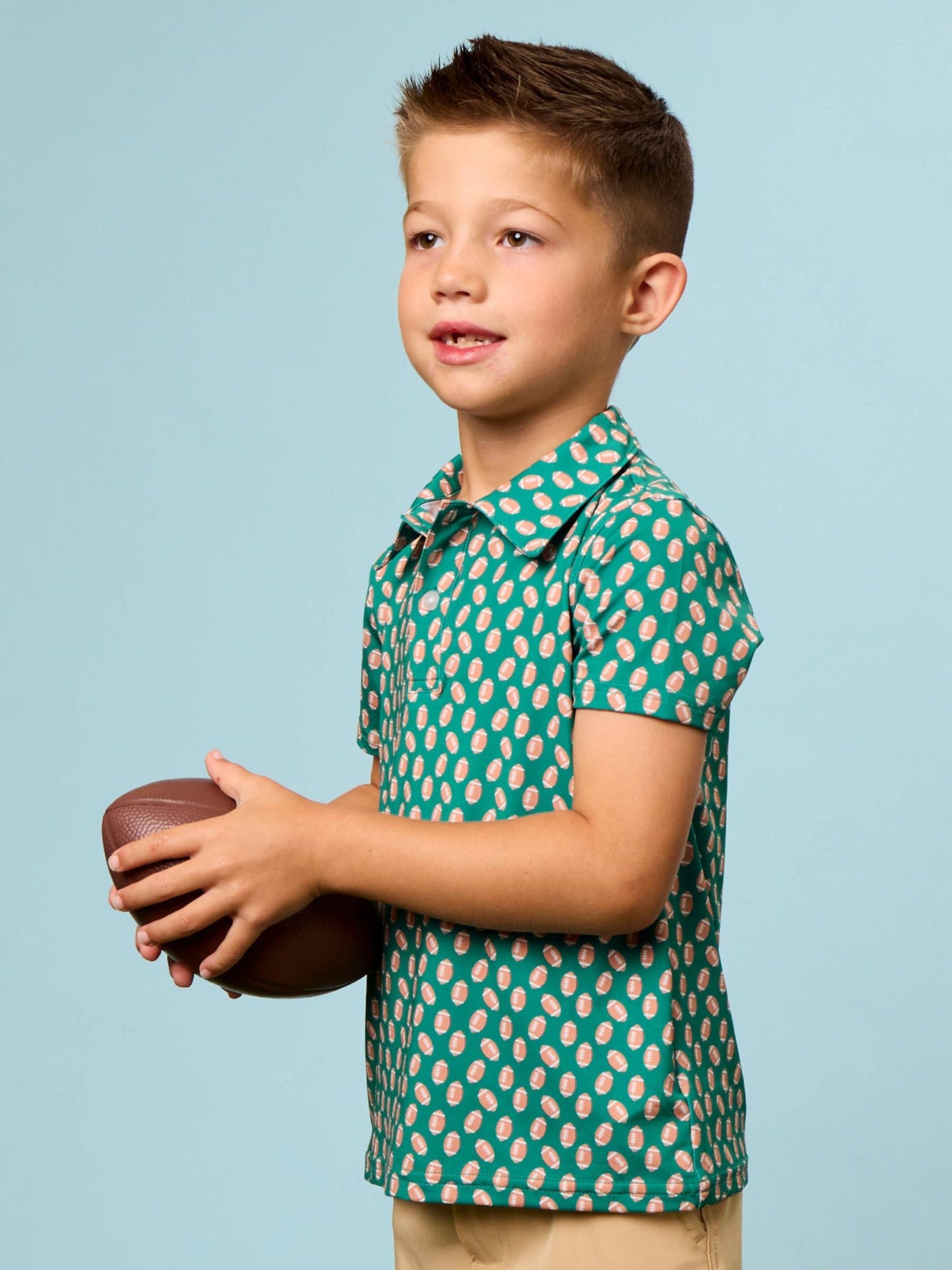Shirt - Boys Varsity Green Football Polo