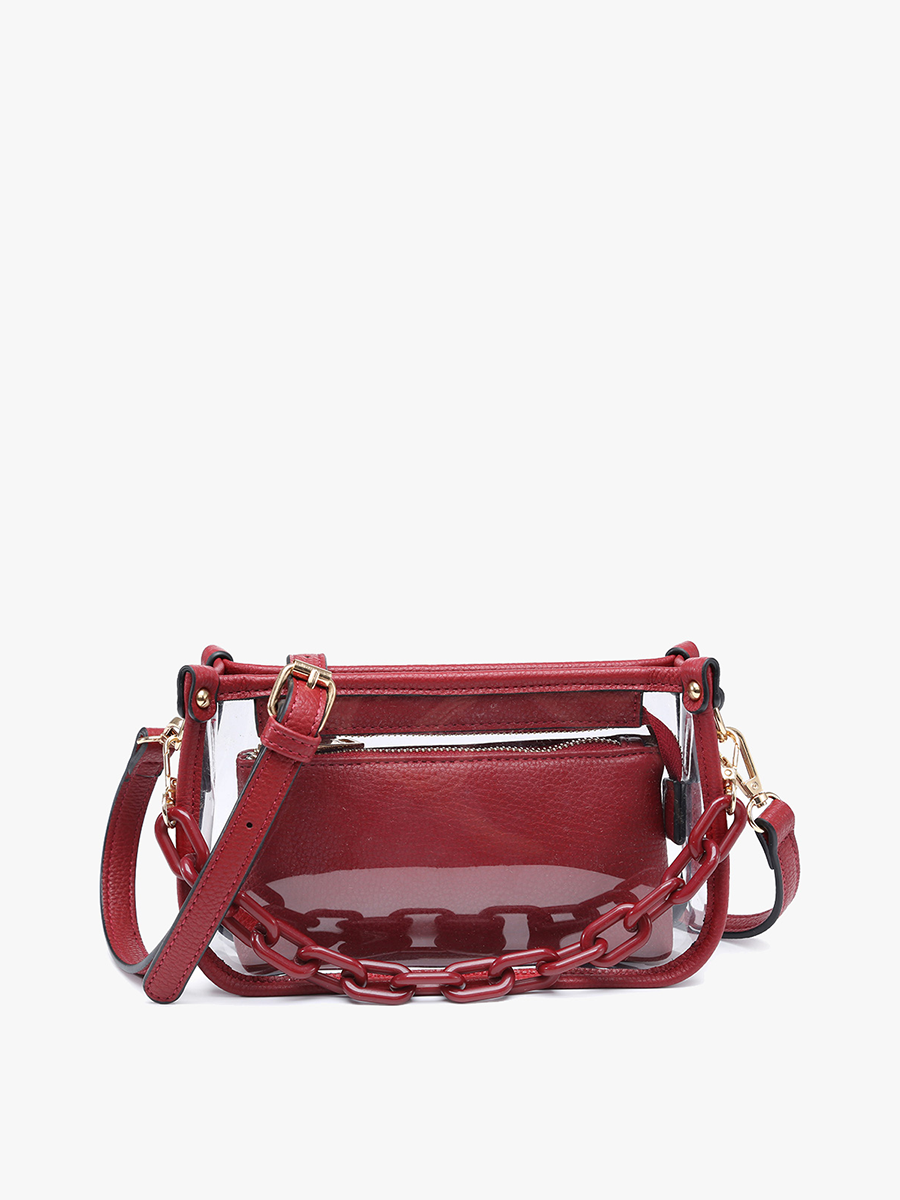 Taupe Jessica Clear Crossbody w/ Chain