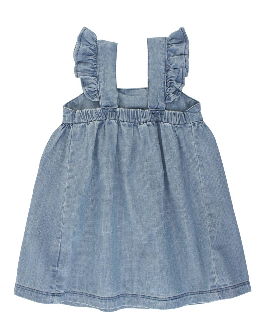 Girls | Light Wash Flutter Bow Woven Dress