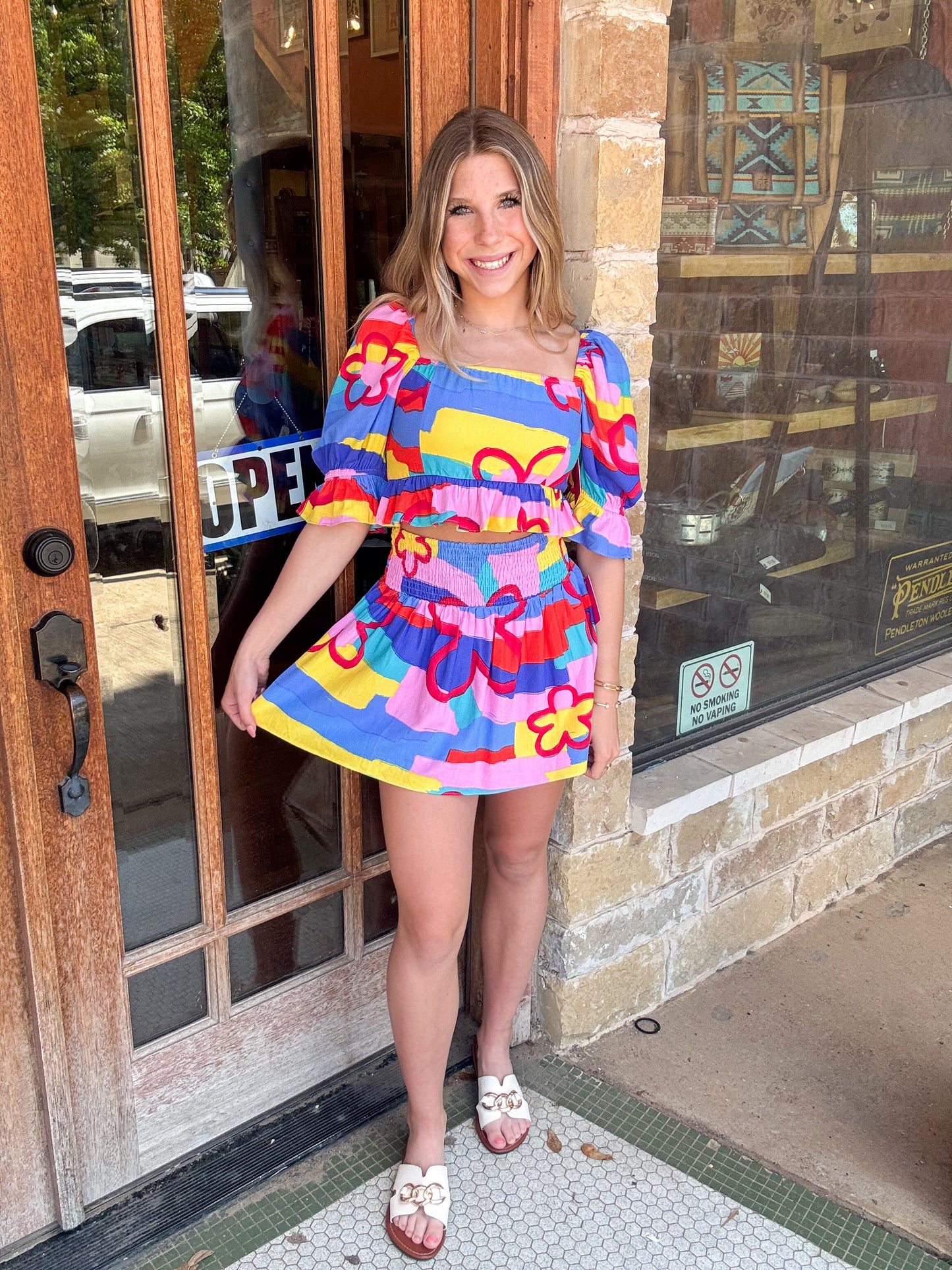 Sets | Buddy Love Crop Top/Mini Skirt Bright Floral Salsa Keeping It Casual