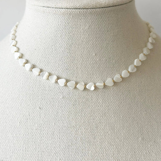 Necklace - Pippa Heart White