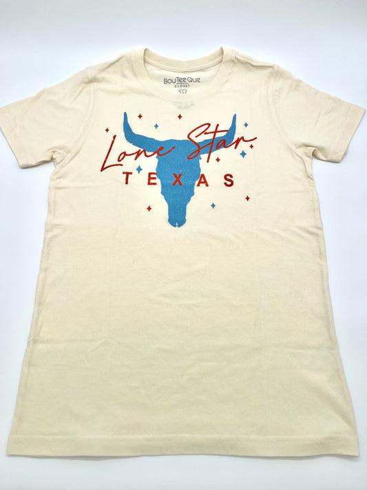 Tops | Tee Lone Star Texas with Blue Steer Skull