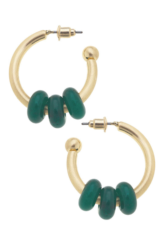 Jewelry | Earrings Olivia Emerald Gemstone Hoop
