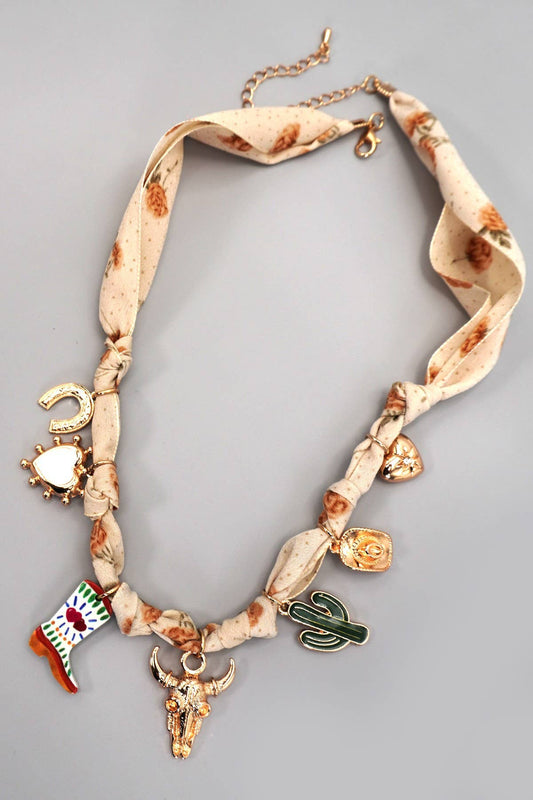 Necklace - Boot Cactus Scarf Charm