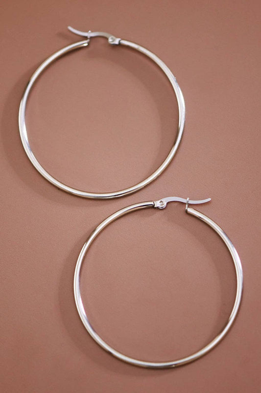 Earrings - Silver Tarnish-Resistant Hoop