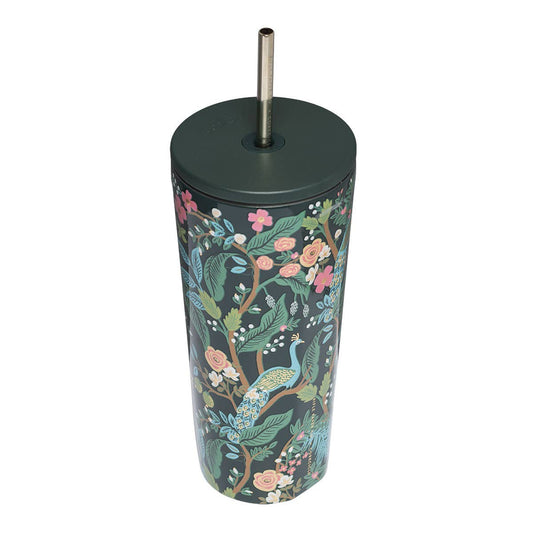 Tumbler - 24oz Rifle Paper Peacock Blue