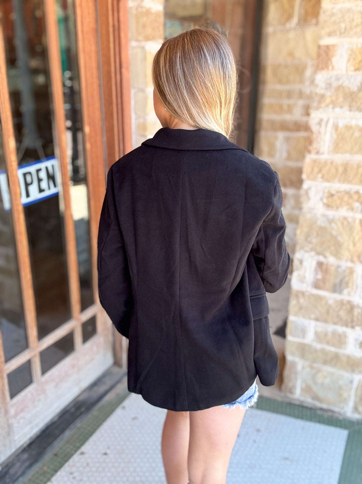 Jacket | Blazer Black Lined Single Button Pockets