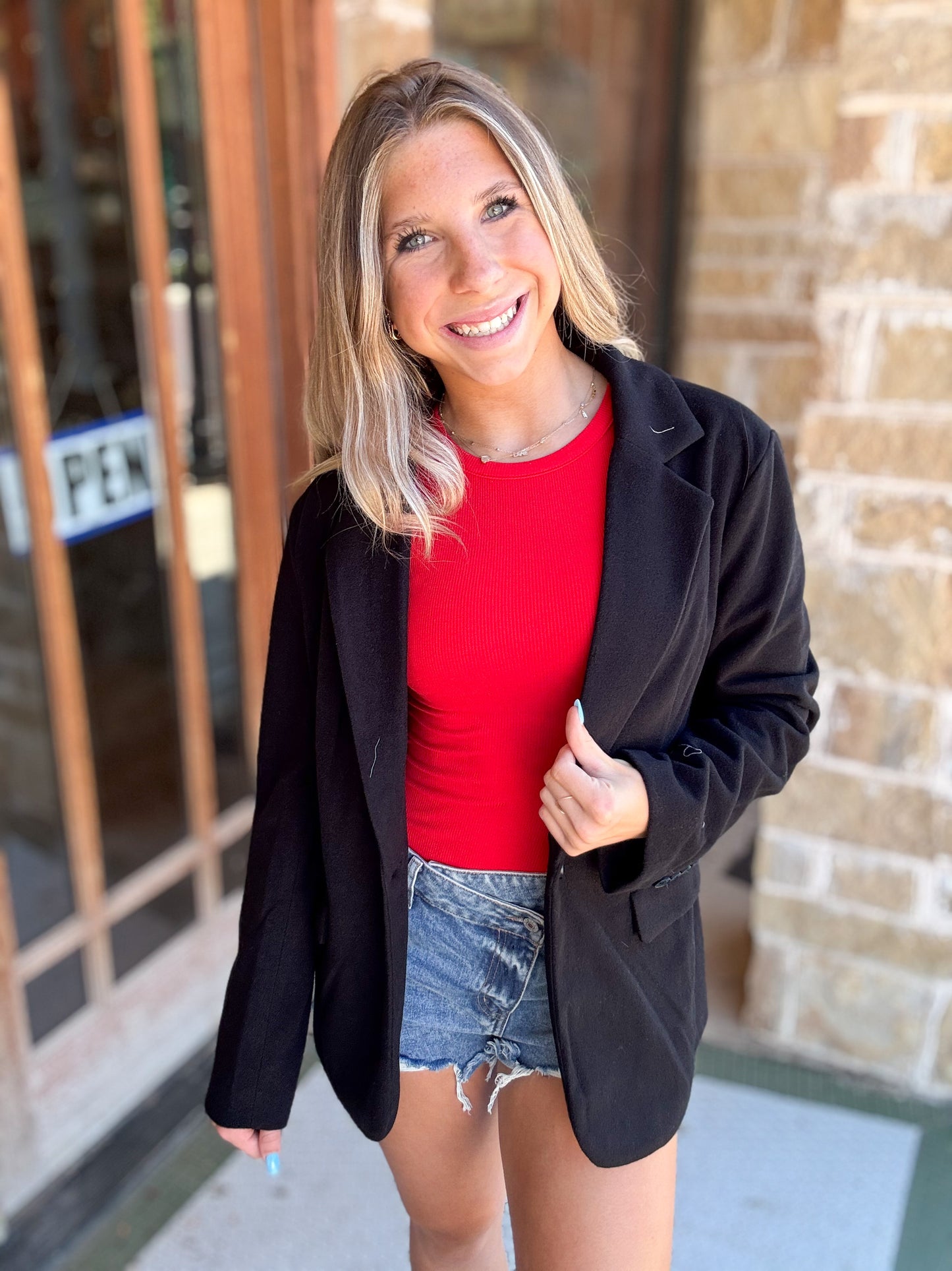 Jacket | Blazer Black Lined Single Button Pockets