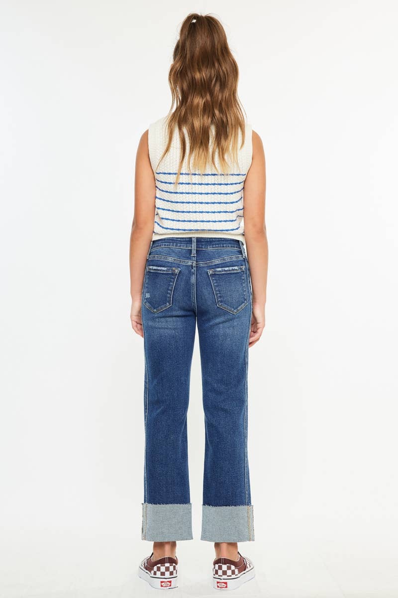 Girls | KanCan Jeans Youth Mid Rise Crop Striaght